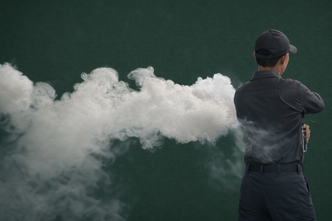Técnico certificado nebulizando